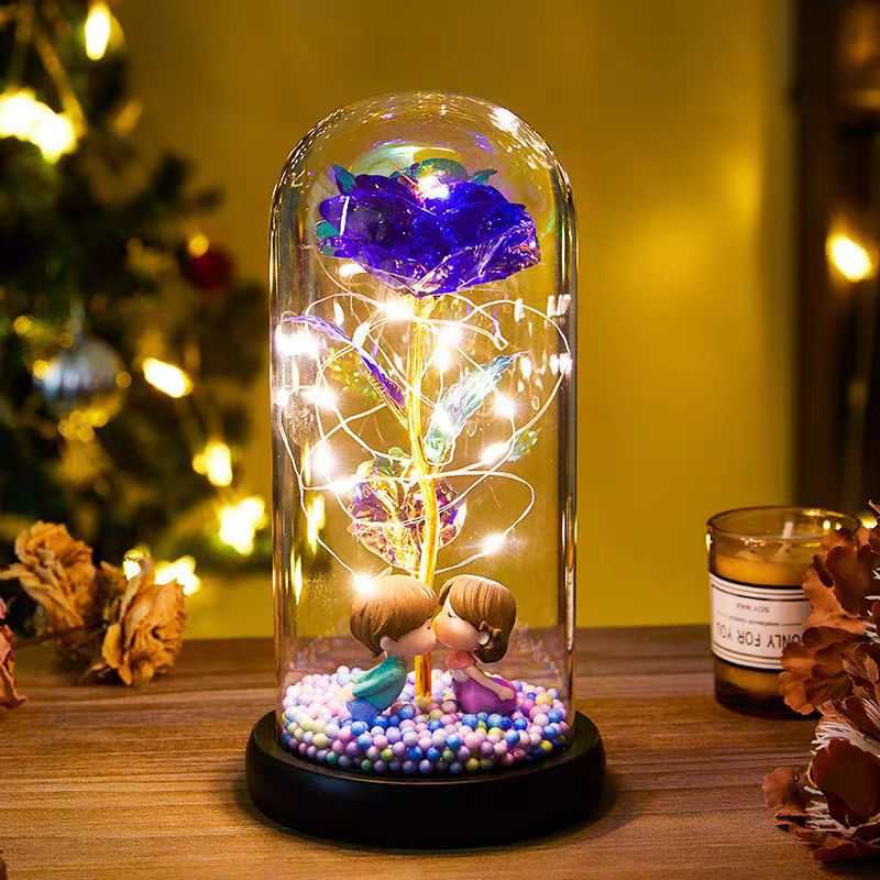 Enchanted Rose in Glass Dome with LED Lights - Beauty & The Beast Inspired Gift