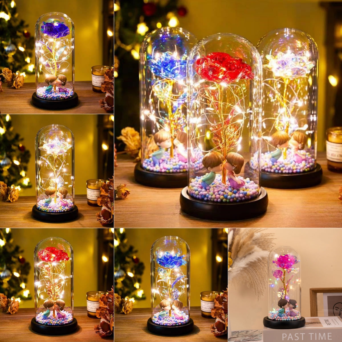 Enchanted Rose in Glass Dome with LED Lights - Beauty & The Beast Inspired Gift