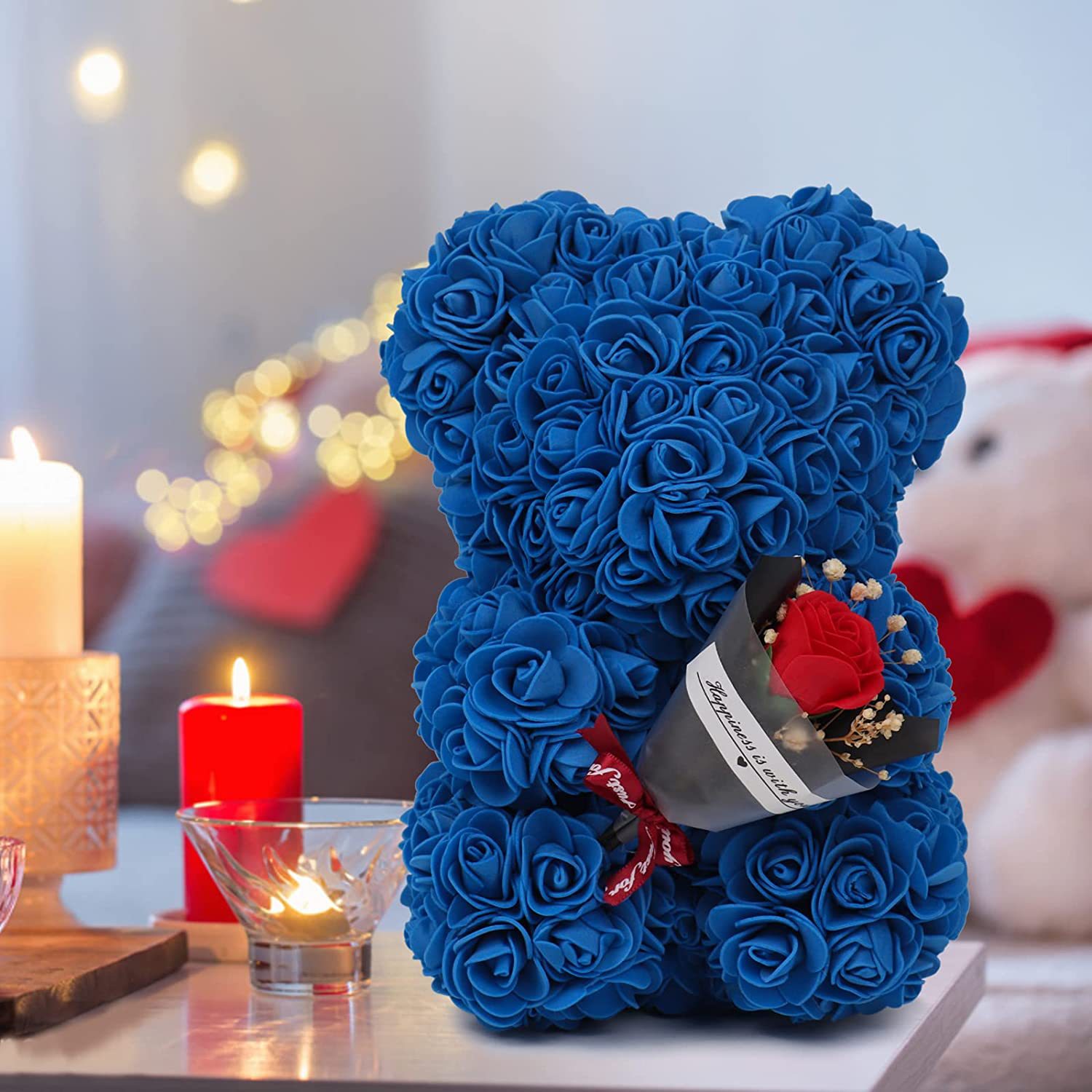 Handmade Rose Bear - Preserved Flower Teddy Bear Gift for Valentine's Day